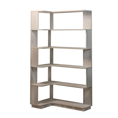 ZeHuoGe 35.43" Size 5-Tier L-Shaped Corner Bookshelf For Living Room, — Design and materials in detail
