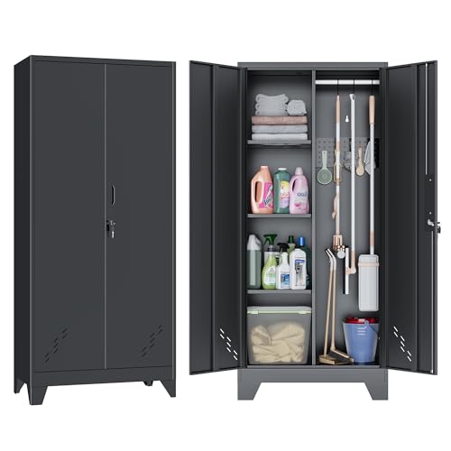LyAosdFu LyAosdFu 61" Metal Storage Cabinet with Lockable Doors, Clean — Build quality and design details up close