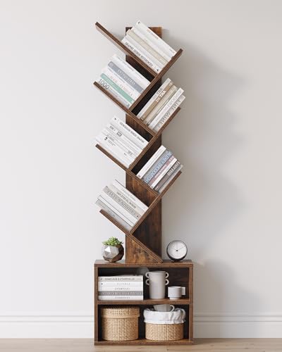 SUNMORY SUNMORY 6 Tier Tree Bookshelf, Tall Small Bookcase with Storag — Design and materials in detail
