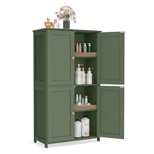 VASAGLE VASAGLE Floor Storage Cabinet, Shaker Cabinet with 2 Adjustabl — Design and materials in detail