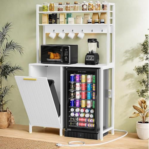 YITAHOME 4-Tier Kitchen Pantry Cabinet with Mini Fridge Space
