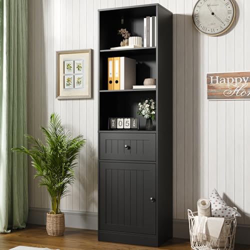 Furnify Furnify 71" Tall Bookshelf with Drawer, Farmhouse Narrow Bookc — Key specifications at a glance