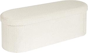 B FSOBEIIALEO Ottoman with Storage for Living Room, Sherpa Folding Storage Ottoman Foot Re
