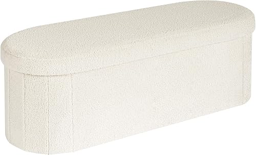 B FSOBEIIALEO Ottoman with Storage for Living Room, Sherpa Folding Sto — Build quality and design details up close