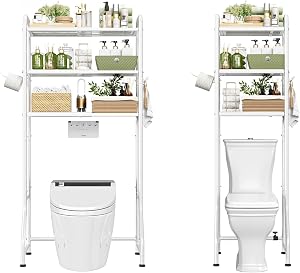 Simple Trending Expandable Over The Toilet Storage Rack, Metal 3 Tier Bathroom Organizer S