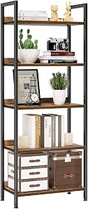 NUMENN Bookshelf, 5 Tier Bookshelves, Home Office Bookcase Shelf Storage Organizer, Free S