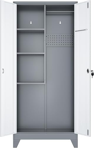 LyAosdFu 61" Metal Storage Cabinet with Lockable Doors, Cleaning Suppl — Design and materials in detail