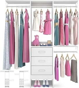 Besiost 4FT Small Closet System with 3 Fabric Drawers, 48'' Closet Organizer System With 3