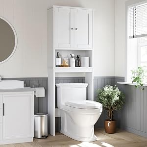 Shintenchi Over the Toilet Storage Cabinet, Bathroom Shelf Organizer with Anti-Tip Device