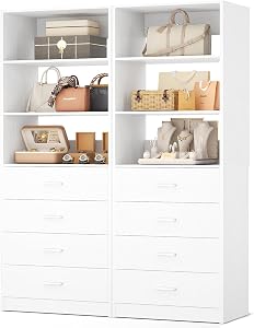 Aheaplus Closet Drawers Organizer System, 3.54FT Wood Closet System with 4 Drawers, Modula