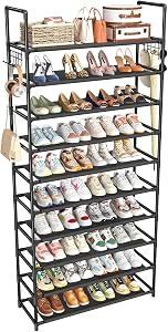 Simple Trending Tall Shoe Rack Storage Holds 40 Pairs, 10 Tier Shoe Organizer Shelf Large 