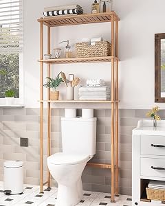 AmazerBath Over The Toilet Storage Bamboo, Bathroom Over Toilet Organizer Rack, 3-Tier Fre