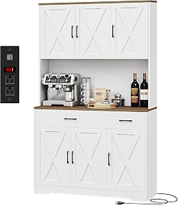 HOSTACK 71" Pantry Cabinet with Charging Station, Tall Kitchen Pantry Storage Cabinet