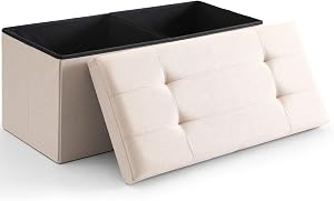 CUYOCA Storage Ottoman Bench Foldable Seat Footrest End of Bed Ottoman with Flipping Lid f