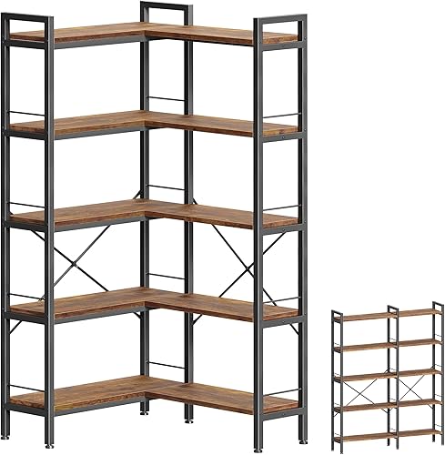Huuger 5 Tier Bookshelf, L Shaped Corner Bookshelf with 10 Open Shelve — Side-by-side comparison of top picks in this category