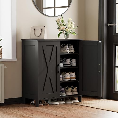 Homleke Farmhouse Shoe Cabinet with 2 Barn Doors & Wood Legs, 5-Tier S — Side-by-side comparison of top picks in this category