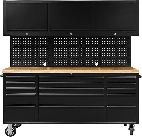 CHETTO C 72 inch Tool Chest Tool Box Mobile 15 Drawers Storage 3 Upper — Our recommended configuration for best results