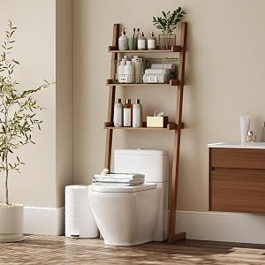 YQJJGL Over The Toilet Storage Shelf Wood, 3-Tier Above Toilet Organizer Rack, Freestandin