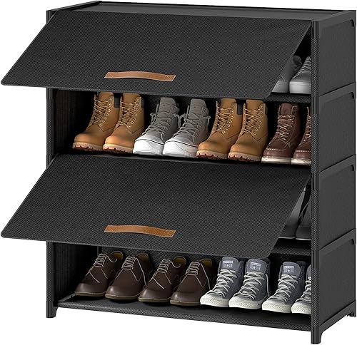 UNITSTAGE Shoe Rack, 5 Tier Shoe Storage Cabinet with Door 20 Pair Pla — Build quality and design details up close