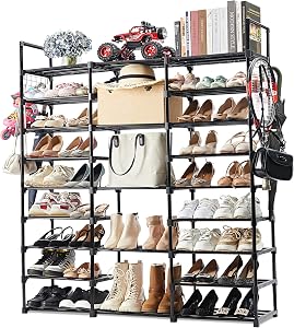 Mavivegue 9-Tier Metal Shoe Rack - Holds 50-55 Pairs, Tall Storage Shelf for Shoes, Boots,