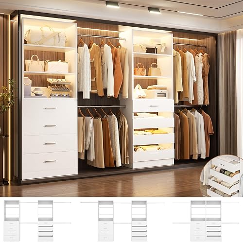 Aheaplus Closet System, 6-15Ft Closet Organizer with 8 Wooden Drawers, — Side-by-side comparison of top picks in this category