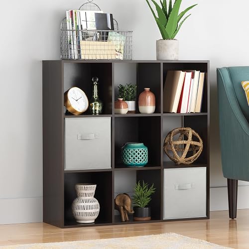 Whitmor 9 Cube Storage Organizer, 3 Tier Stackable MDF Wood Bookcase, — Our recommended configuration for best results