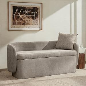 HULALA HOME 61" Upholstered Bedroom Storage Bench, Chenille End of Bed Bench with Low