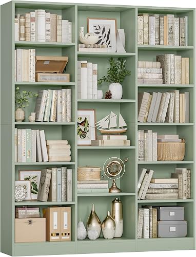 FACBOTALL Triple Wide Bookshelf, 6 Tier Large Bookshelf, Bookcase with — Our recommended configuration for best results
