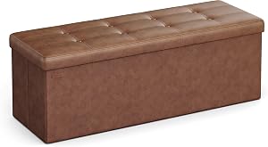 SONGMICS Mazie Collection - 43 Inches Folding Storage Ottoman Bench, Ottoman with Storage,