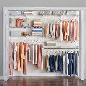 Rubbermaid Configurations Deluxe Custom Closet Kit 4-8Ft. Adjustable Metal Wire Shelving W